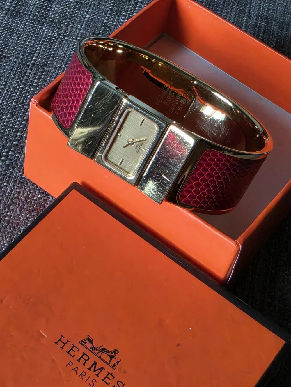 Authentic Hermes Loquet Bangle Bracelet Watch